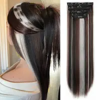 AISI HAIR Women's Clip-In Synthetic Artificial Hair Extensions - 4PCS 20/24In Thick Hairpieces, BB Clip Fasten, Heat Resistant, Glueless Blonde Accessories for Adults Female to Change Look