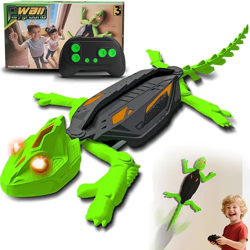 Remote Control Wall-Climbing Gecko Toy - Plastic RC/LED/Gift with Vivid Glowing Eyes, Imaginative Play & Interaction, Random 1 of 3 Styles, Cool Gifts for Kids Age 3+ Halloween Prank Surprise