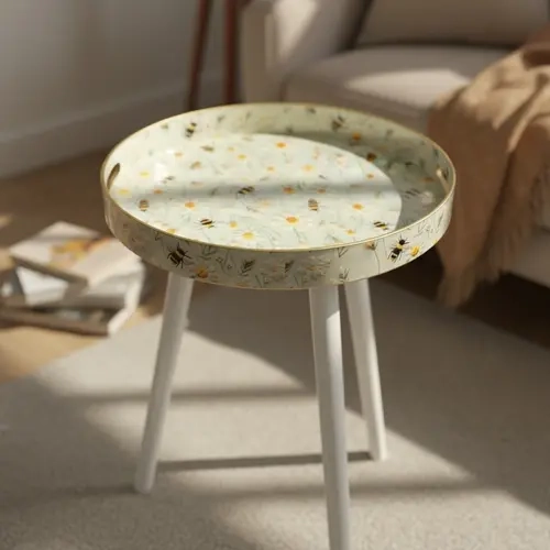 Round Table Tray Portable Coffee Small Desks Modern Home Decor Versatility Table Wooden Legs Indoor Patio Balcony Living Bedside Sofa Corner Storage Gardening Accessories