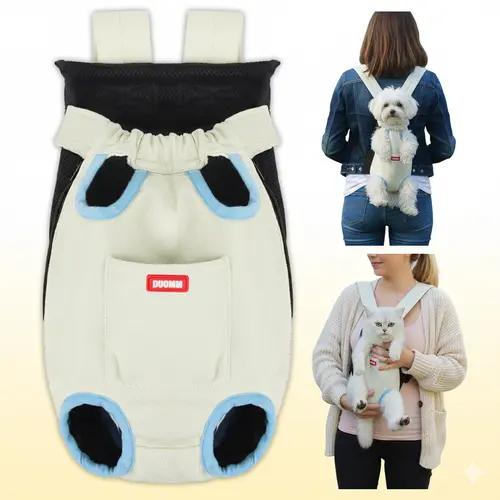 SmartWell Hands-Free Outdoor Animal Carrier Backpack for Small Dogs - Adjustable Legs-Out Design, Front-Facing Pouch, Mesh Panels, Buckle & Hook-and-Loop Closures, Adjustable Straps, Machine Washable, Anxiety-Reducing for Travel, Hiking