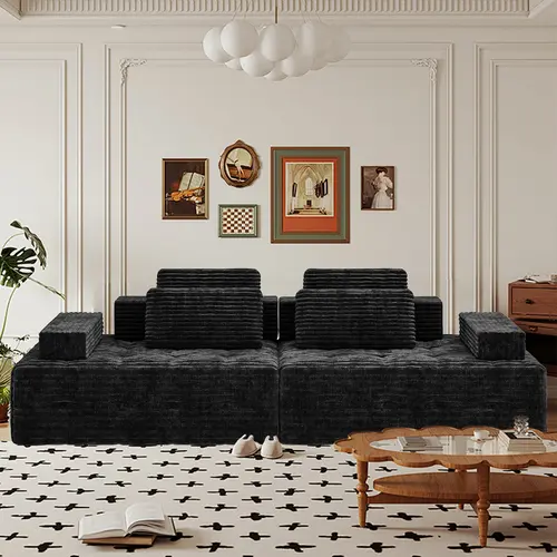 Boneless Couches for Living Room Modular Sectional Sofa with Oversized Chaise Deep Seat High-Density Memory Foam No Assembly Required 2 Packages Shipping