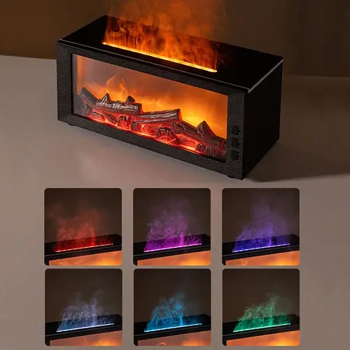 Pniaw Upgraded Simulated Flame Fireplace Humidifier - Household Aromatizer with Long-Lasting Fragrance for Bedroom Aromatherapy Humidifier Colorful Flame Humidifier