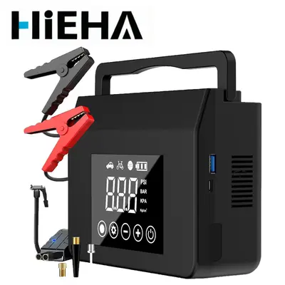 【HiEHA】4-in-1 Automotive Car Jump Starter with 4000A Peak Current, 15000mAh Power Bank, 150PSI Tire Inflator & LED Light, Vehicle Auto Accessories, -20°F All-Season Reliability, Compatible with Most Cars & Trucks, Father's Day Gift,father'sdaygifts