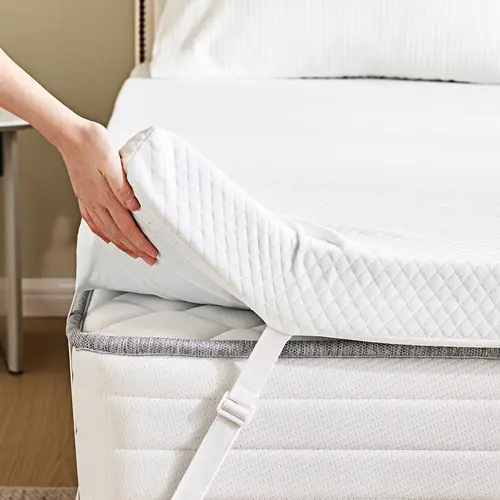 Cooling Gel Memory Foam Mattress Topper - CertiPUR-US Certified Low-Emission Foam, Durable Breathable Ventilated Cloth, Machine Washable Removable Plush Cover, Elastic Straps, Back Pain Relief, Sleep Support, Bedding for Bedroom (Expansion Time Needed)