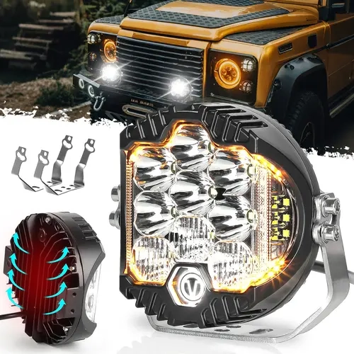 DIBMS 5 Inch 50W LED Driving Light, 5000LM Offroad Light IP67 Waterproof Round Work Light Spot Flood Combo for Wrangler, ATV, SUV, UTV, Trucks, Pickup, 4x4, F150 - Pack of 1,car accessories,truck accessories,car stuff,cool car stuff,cool car stuff