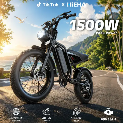【HiEHA】1500W Electric EBike for Adults 34MPH Max Speed 30-70 Miles Range Full Suspension 20"×4.0" Fat Tires 48V 15AH Removable Battery All Terrain Electric Bike UL 2849 Certified, fathersdaygift,father'sdaygifts,campingessentials,campinggear