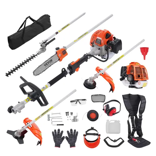 【DealsForYouDays】VEVOR 52CC 6-in-1 Portable Gas Tool Kit with Hedge Trimmer, Weed Eater, String Trimmer, Brush Cutter, Edger, Pole Saw Chainsaw Pruner Whacker, Blade, Shoulder Strap – Father's Day Gift, Nearly 40 Minutes, Single Tank Of Fuel