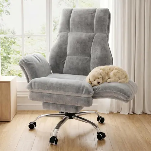 【Office Elite】HOMRELEXA Big and Tall Premium Executive Office Chair, 135° Reclining with Footrest, Wide Seat, ,Flip-Up Armrests, Crocodile Grain Leather, 400lbs Weight Capacity, Pet-Friendly, Height Adjustable, Ergonomic Chair for Home Office & Relaxation