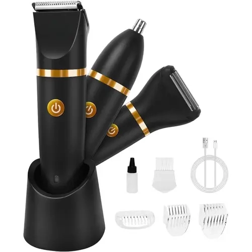 Men's Electric Body Hair Shaver - USB Rechargeable Wireless Trimmer, Replaceable Ceramic Blade Heads, Waterproof Cordless Razor for Intimate Proactive Hair Removal, Gentle Quick Trimming, Daily Care (Ideal Gift)