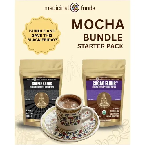 Wellness Energy Duo Bundle - Cacao Elixir & Coffee Break - Organic, Caffeine-Free, Energy-Boosting Drink - Perfect for Mornings & Rituals