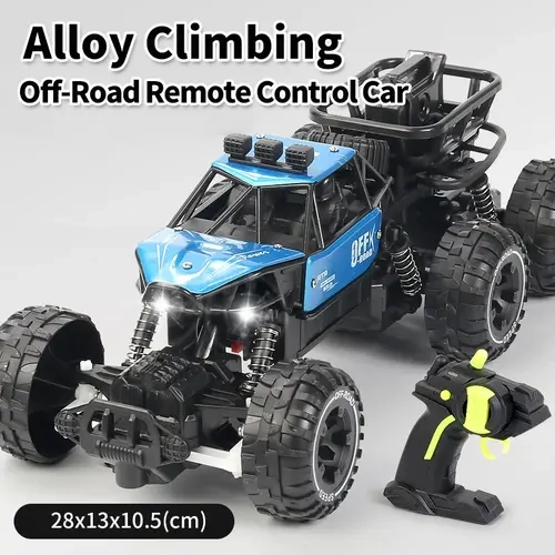Trick or Treat Halloween Toy,Military Look RC Car - 6-Wheel Alloy Climbing Off-Road 2.4Ghz Stable Signal Toy, 28×18×10cm, 3-4 Years, 2-Hour Charge, 40 Mins Playtime, LED Headlights, Shock Absorbers, Fast Speed, Spare Tire, EN71-Compliant
