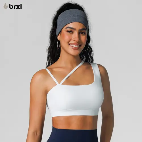 BRXL【Discount for live】Asymmetric Single Strap Sports Bra - Sexy Black Workout Top with High Neck & Crisscross Back​-brxl-2