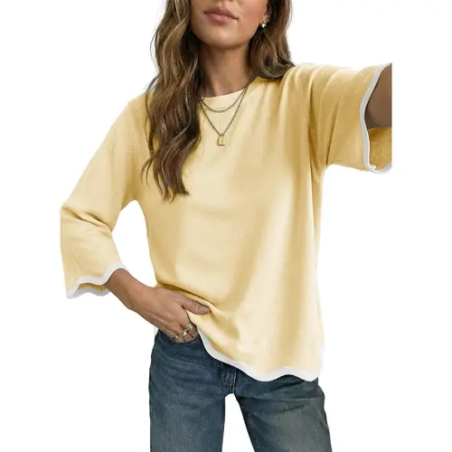 Dokotoo Women's Casual Long Sleeve Sweaters Loose Crewneck Knit Solid Pullover Sweater Jumper Tops