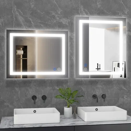 Sweetcrispy LED Lighted Bathroom Vanity Mirror - Modern Linear Rectangle, Distortion-Free View, Anti-Fog, Dimmable Dual Illumination (Backlit & Front Lit), Adjustable Lighting, Memory Function, Tempered Shatter-Proof Glass, 1-Tap Defog, Led Lighted Mirror