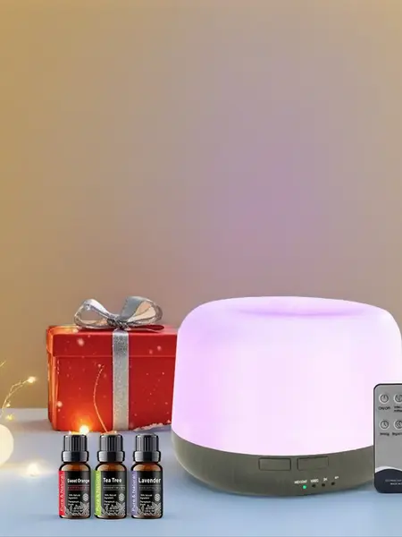 Aroma Diffuser & Humidifier, 500ml with 7 Color Changing LED Lights & Remote, BPA-Free for Home, Office, Yoga