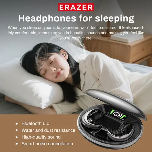 ERAZER XF58 Mini Invisible Wireless Earbuds - 350 mAh Bluetooth 5.4 with Active Noise Cancellation, Waterproof Sport Design, Secure Fit, Gaming Immersion & Sleep Mode Audio