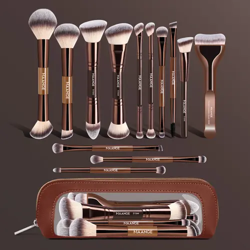 MAANGE 13pcs Makeup Brush Set with Cosmetic Bag, Multifunctional Makeup Brushes, Foundation, Loose Powder, Blush, Eyeshadow & Eyebrow Brushes, Makeup Tool Kit for Daily Use #GLOBAL PICKS