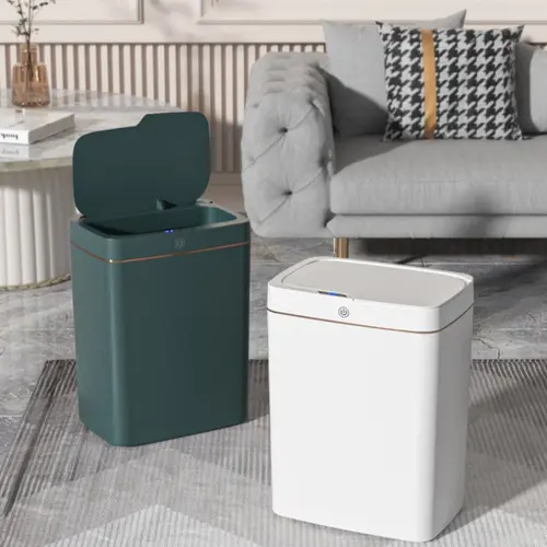 2PCS Smart Trash Can with Lid, Motion Sensor 4.2 Gallon Touchless Bin,  Smart Sensor Trash Can,Automatic Garbage Bin,Automatic Trash,Smart Touchless Trash Can,Slim Motion Sensor Waterproof Plastic Trash Bin for Bedroom, Bathroom, Kitchen, Office, White