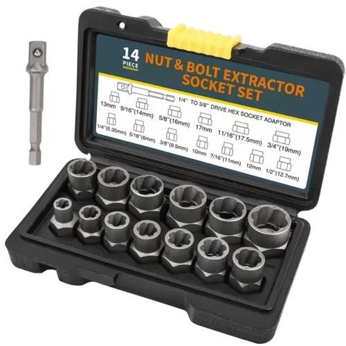 Bolt Extractor Tool Set, 13+1 Counts Impact & Nut Remover Stripped Lug Remover, Drive Rounded Bolt Remover for Removing Damaged, #summerfinds#Fathers DayGift