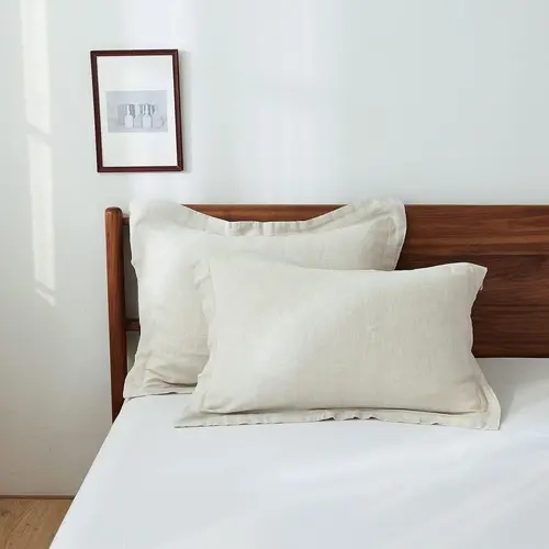 Simple&Opulence Classic Modern 100% Linen 2-Piece Solid Dark Grey Pillow Case Set, Zipper-Free Overlap Closure, Cooling Breathable Moisture-Wicking, Reinforced Stitching, Preshrunk Durable, Skin-Friendly All-Seasons Bedding Protectors, Machine Washable fa
