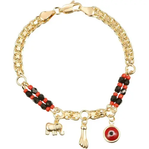 Women's Handmade Exquisite Bracelet - 7.5" Plated Jewelry with Evil Eye Charm, Animal Elephant Motif, Sport-Ready Wear Unisex Sports Wristband, Modern Accessories for Women, Gift-Ready for Lucky Days