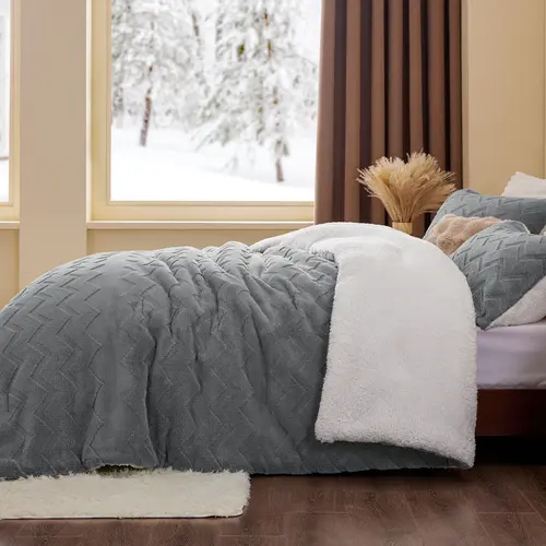 BEDELITE Multi-Size Wave Fluffy Sherpa Bed Comforter Set - Luxury Warm, Soft, Waterproof Cover Duvets & Sets for Twin, Queen, King Bed Cozy Setup