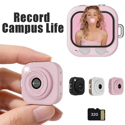 Mini Digital Camera, 1080P Portable Camera for Photography with 32GB SD Card, Y2K Pocket-Size Camera, 1.45" Retro Vlog Camera, Key Card Clip Chain for Teenagers, Adult Beginners, Christmas Birthday Gifts for Boys Girls