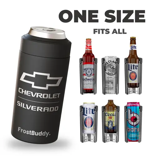 Frost Buddy General Motors Collection - Universal Can Cooler - Double Walled Stainless Steel - 16oz Capacity - Fits 12oz Cans & Bottles, Glass Bottles, and 16oz
