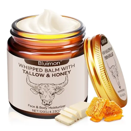 Organic Whipped Tallow and Honey Balm - 4.23oz Gentle Soothe Unisex Body Care, Nourishing Hydrating Moisturizer for Smooth Skin, Face & Body Use