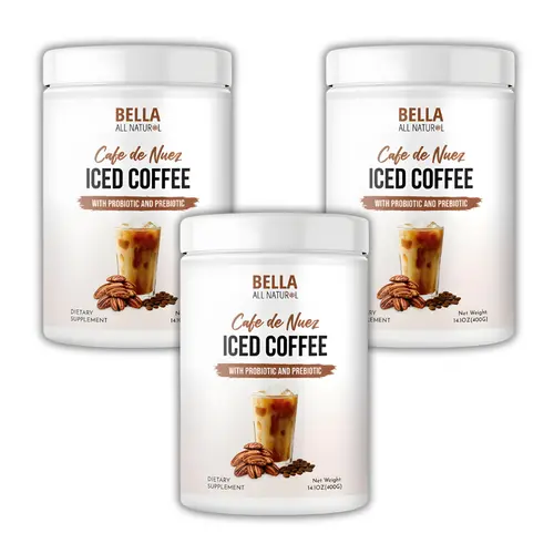 Cafe de Nuez Probiotic Iced Coffee 3-Pack – Creamy Pecan Flavor for Daily Gut Support | Bella All Natural (BFCM)