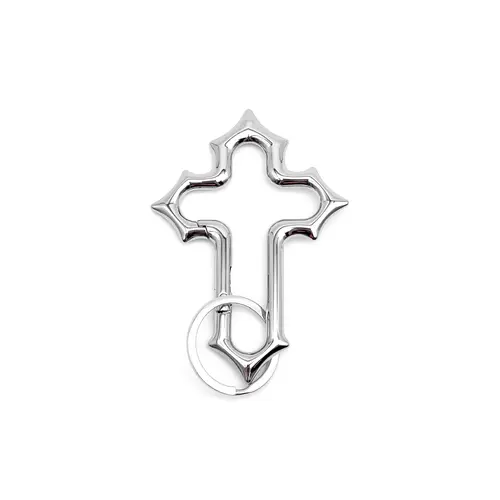 Crusader Carabiner Gothic Cross Metal Keychain Solid Design Zinc Alloy Ideal for Heavy Belt Loop Accessories Bold Streetwear Fashion