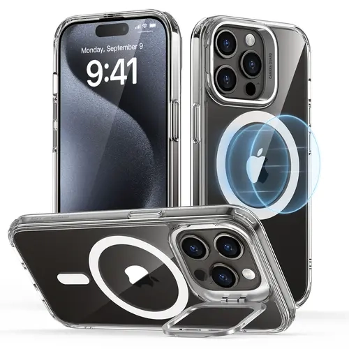 ESR Adjustable Stash Stand Magnetic Casing for iPhone 15/14/13, Classic Hybrid MagSafe-Compatible Durable Military-Grade Protection Case, Wireless Charging Support, Scratch-Resistant Back