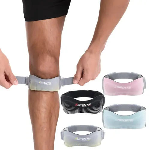 Adjustable Band-Shape Patellar Strap Knee Supporter, Elastic Compression Support Protective Gear for Running, Jumper's Knee