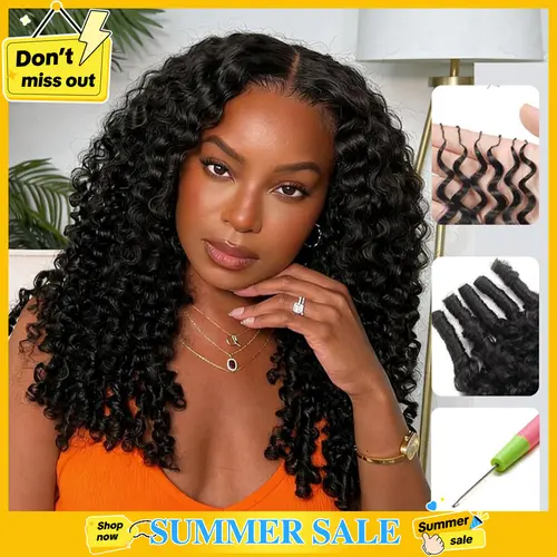 [Cheapest] Mamushow Feather Crochet Human Hair Bundles for Miracle Knots Human Hair Burmese Curly Pre-Separated 50g/Pack Reusable Invisible 100% Virgin Human Hair Crochet Extensions Natural Black #tiktokshopstockup#SohoChic