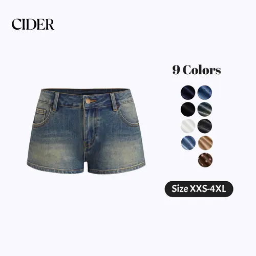 Cider Women's Low-Waisted White Denim Shorts with Classic Design Dealsforyou