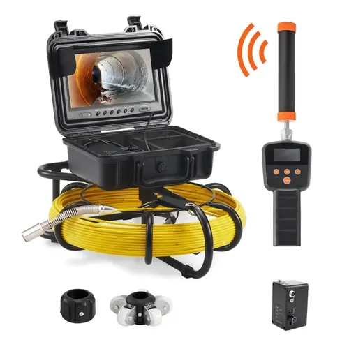 VEVOR Sewer Camera with Locator, 9" 720p 1-Megapixel Pipe Inspection Camera, 130° Wide View, 512hz Sonar Find, DVR Function, IP68 Rating, 12LED Bright View, Corrosion Proof Stainless Steel Cable, 16GB SD Card, Home Plumbing & Car Repair Diagnostic Tool
