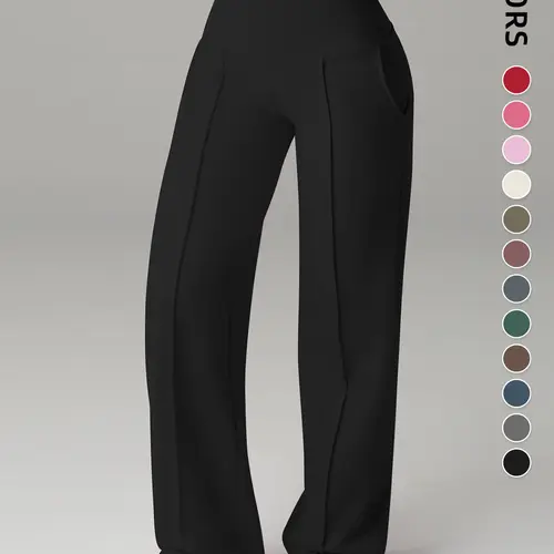 Women's High-Waisted Loose-Fit Sporty Pants, Athletic Soft Comfortable Micro Flared Sports Pants, Activewear Pants, Ideal for All Season Wear, Workout Sportswear, Gym Sportswear Bottoms