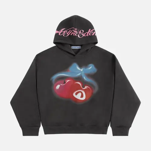 Aelfric Eden Women's Cotton Cute Cherry Graphic Hoodie - Unisex Oversized Boxy, Washed Vintage Y2k Streetwear for Women, Preppy Alternative Sweatshirt, Back to School Outfit