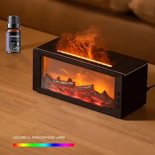 Pniaw Simulated Fireplace Humidifier - Dual Function Aromatherapy Machine, Humidifier Room Appliances, Fragrance Aroma Diffuser, Remote Control, Timer Control, Essential Oil Compatible, Colorful Night Light, Home Gift