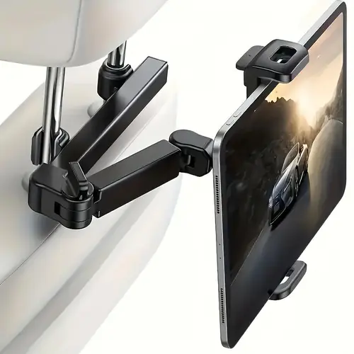 360° Alloy Car Headrest Cell Phone Holder - Adjustable, Foldable, Anti-Shake Universal Smartphone Holder for Women, Easy-Install Back Seat Mount for Smartphones, iPads, Samsung Galaxy Tabs