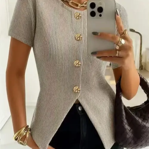 Metal Buckle Striped Knit Cardigan Knitwear Style, Park Walk, Terrace Drink, Art Exhibition, Campus Class, Convenience Store, Light Business Meeting, Casual