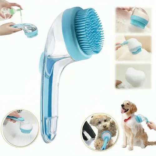 2026 New Universal 2-in-1 Pet Bathing Deshedding Brush - Ergonomic Handle, Plastic Body, Built-in Shampoo Dispensing, 8in×3in×4in Massage Aid, Reduces Shedding, Boosts Blood Circulation for Dogs (Home Supplies)