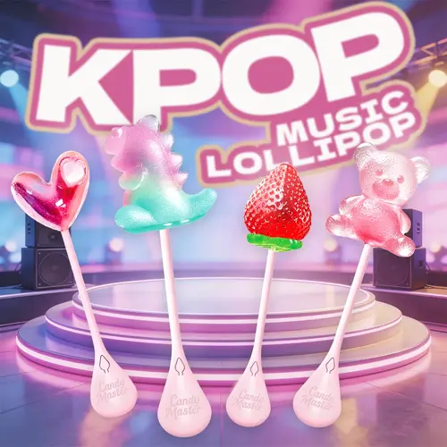 Candy Master MeCandy 4D Music Lollipop | K-pop Music Lollipop | linus lollipop | Bone Conduction Tech | 4D Bear/Strawberry/Dinosaur/Heart Shapes | Sugarfree, Fruity Flavor | Halal Certified | Healthy