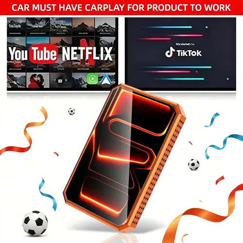 【Summervibes】MAKASRI 4-in-1 Al Box for Netflix/YouTube/TikTok/Google Play streaming, wireless CarPlay and Android Auto adapter, compatible with vehicles equipped with factory-installed CarPlay,  easy to install Car Video Players Car Media Player
