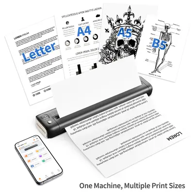 RONGTA Portable Instant Print Wireless Thermal Inkless Mobile Label Printer, Supports 8.5"x11" US Letter Thermal Paper, for Travel, Office Use