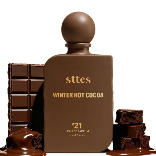 Sttes #21 Warm Cocoa Memories Aromatic Chic Gourmand EDP - 100ml/3.4 fl oz Rich Chocolate Scent Liquid Perfume for Adults, Milk-Vanilla Hug, Cozy Aura, Women's Vanilla Fragrance, Ideal Gift