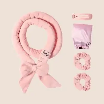 L'ANGE HAIR Velvet Heatless Hair Curler Set - 5-Piece Overnight Curl Rods Kit with Gentle Velvet Grip, Textured Curls, 2 Scrunchies, Adjustable Bonnet for Comfortable Overnight Selfcare