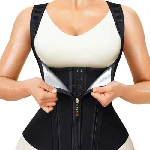 Women's Sleeveless Zipper Sports Tank Top, Gym Daily Wear Workout Shirt, Body Hugging Shapewear Zipper Backless, Plain Surface, Unlined, All Seasons