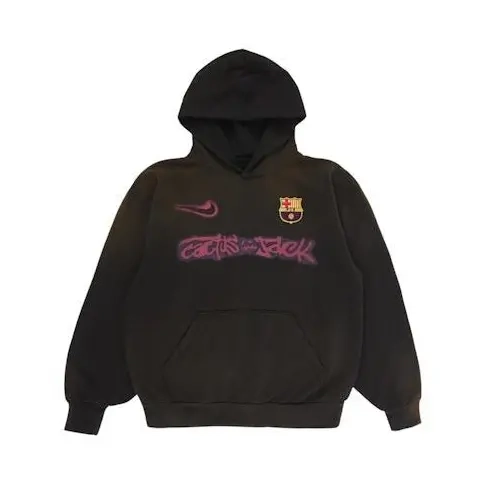 Travis Scott x Nike x FC Barcelona Spray Logo Hoodie Black (men) by StockX