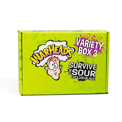 WARHEADS Survive The Sour Wally's Mix Extreme Sour Bundle - 6 Assorted Flavors Mixed Flavor Pack with Squeeze Sprays, Chewy Candy Bites, Oozy Ropes, Tart Tangy Snack Pack for Bold Treat Seekers